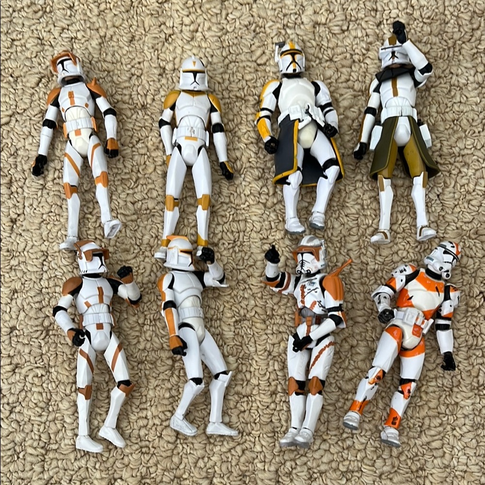 Clone Trooper Action Figures Collection White and Orange